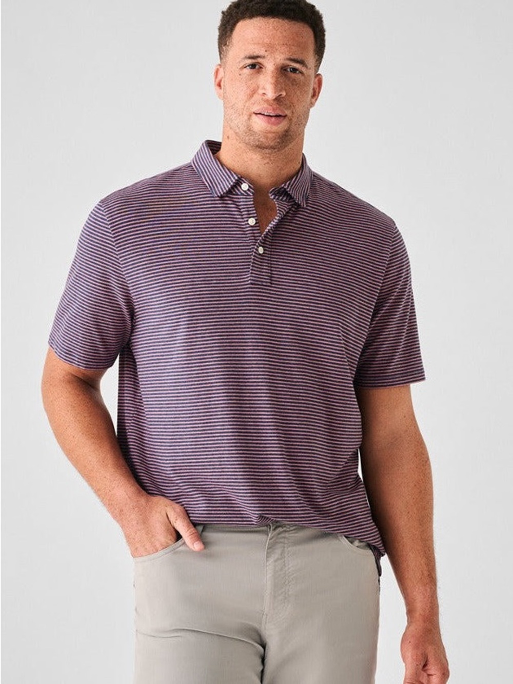Faherty Movement Short-Sleeve Polo in Spring Storm Stripe